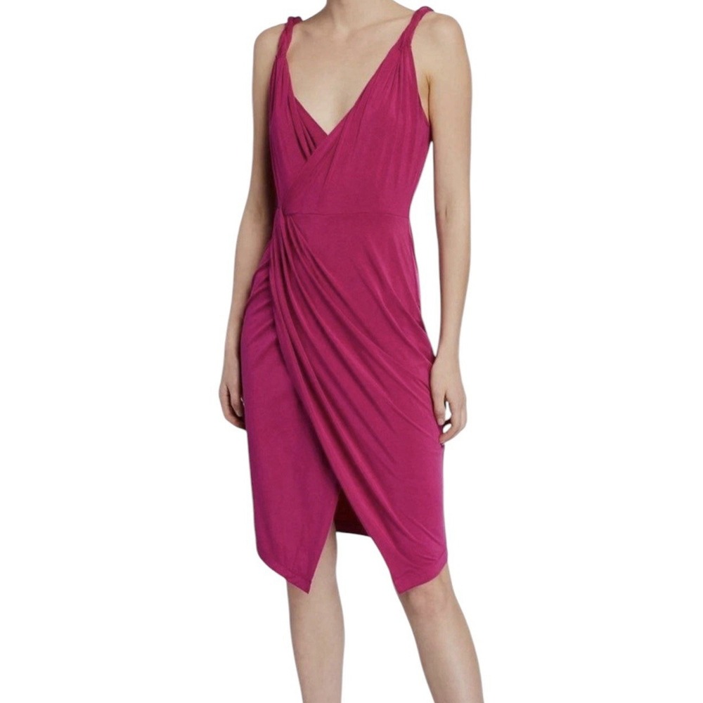 Ramy‎ Brook Dress Women's Large Pink Gathered Sleeveless Stretch Formal Party